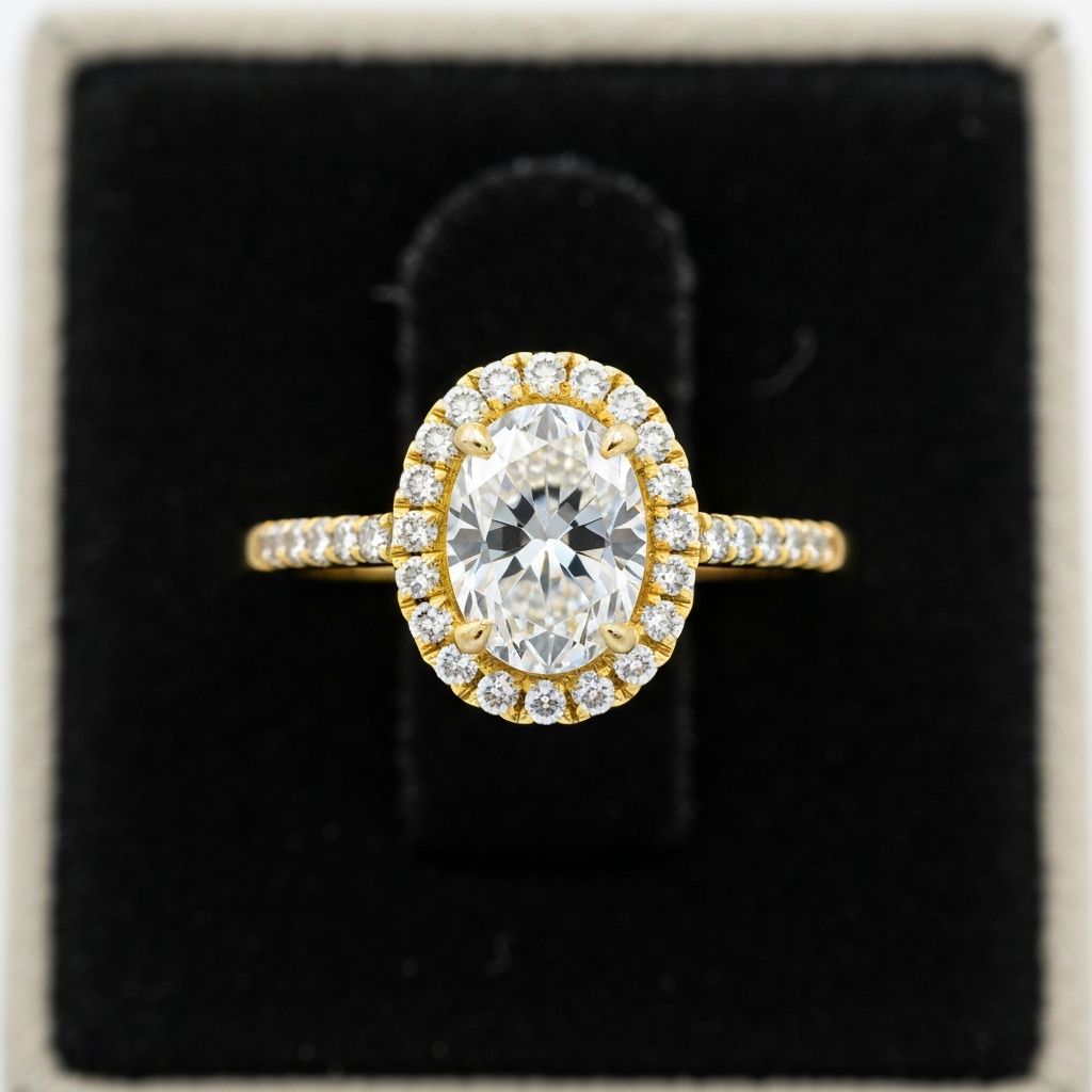 Halo oval engagement ring