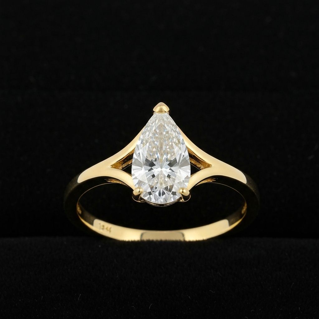 Pear-shaped split-shank ring