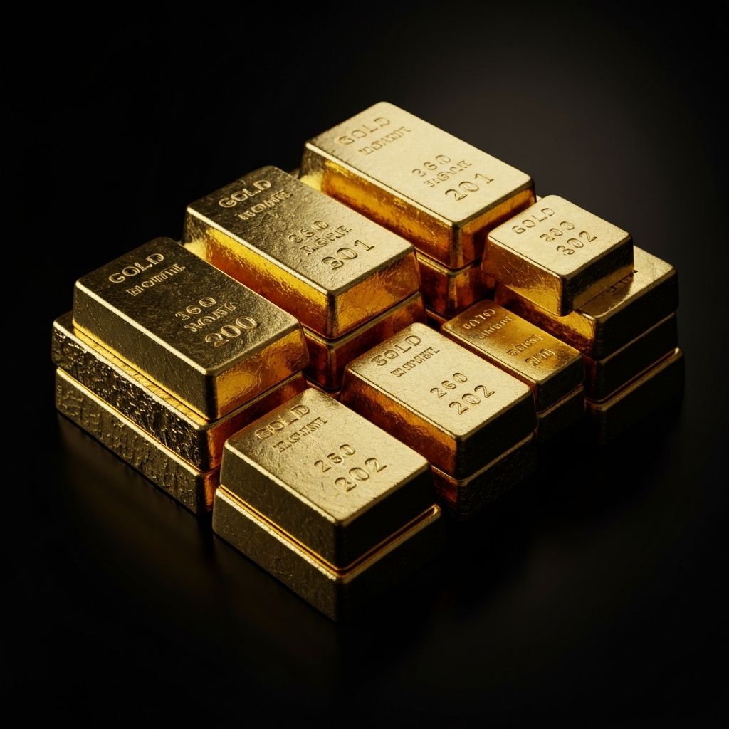Stacked gold investment bars