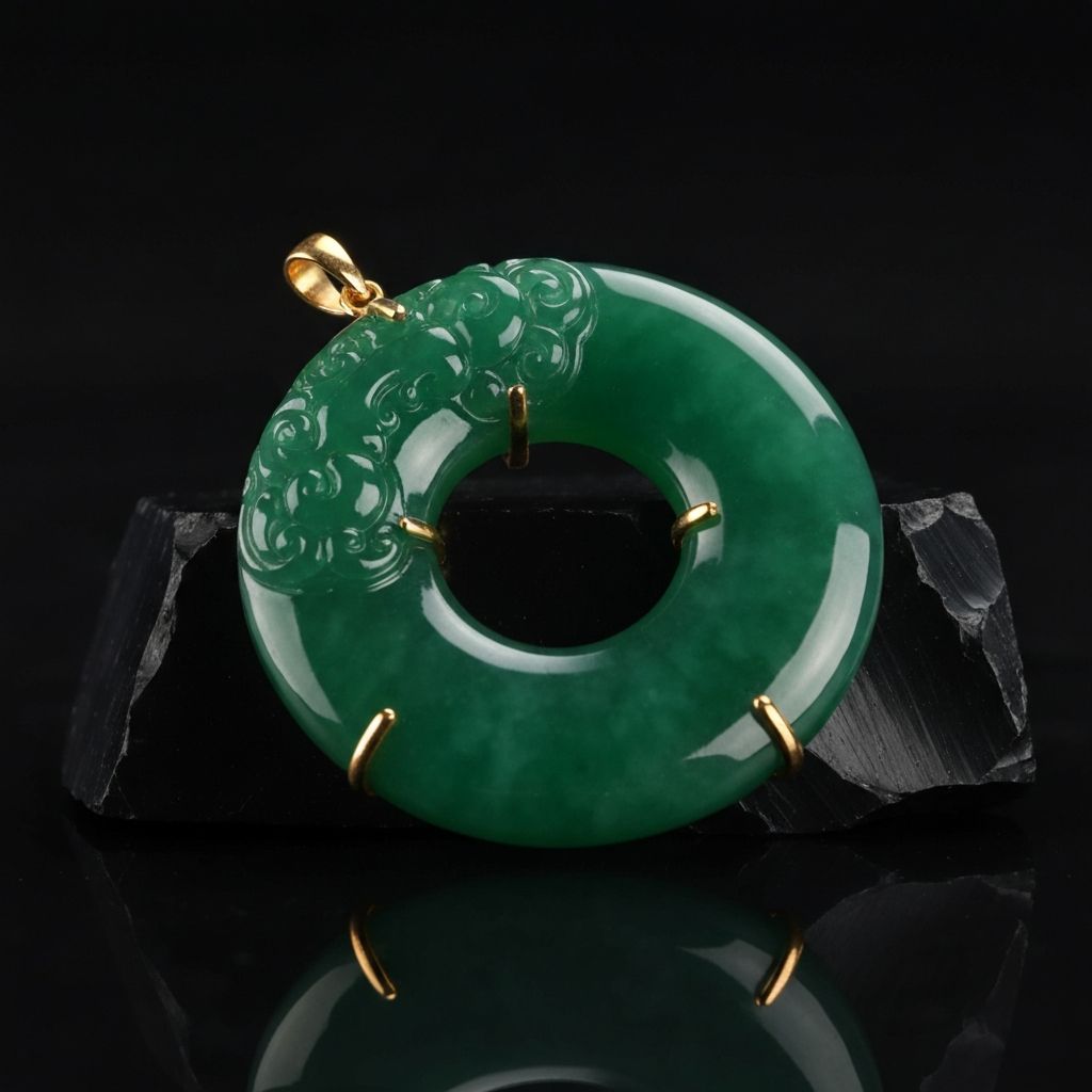 Jade bi disc pendant