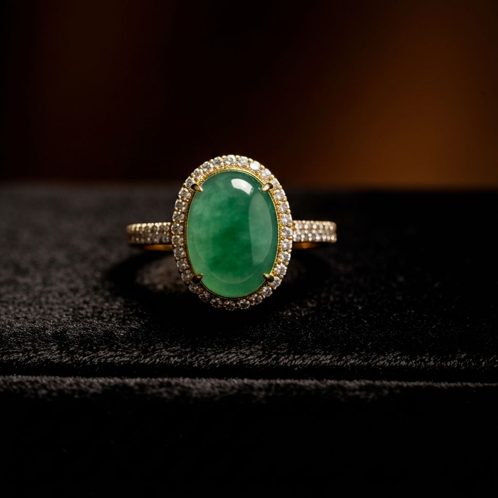 Jade and diamond ring