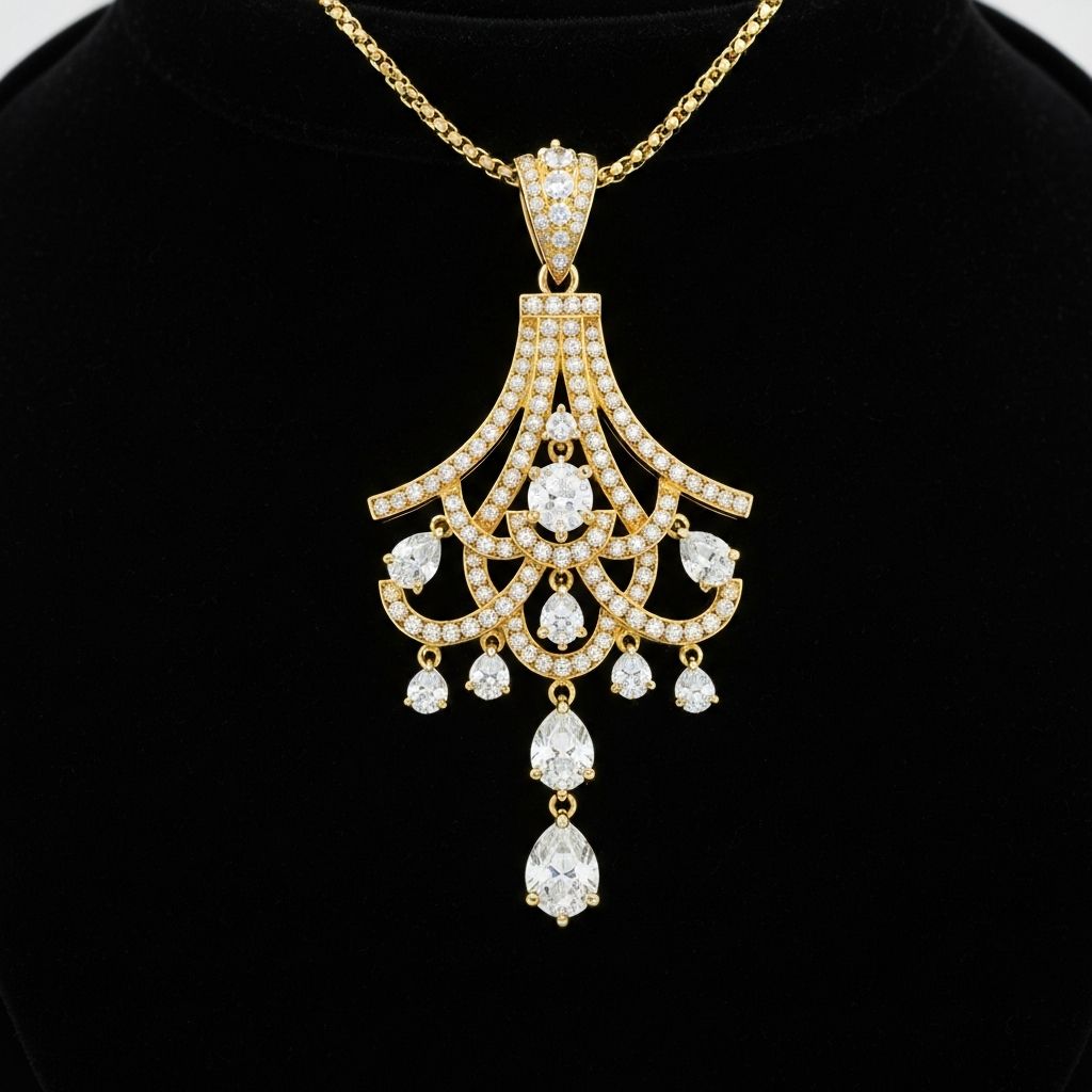 Ornate diamond pendant necklace