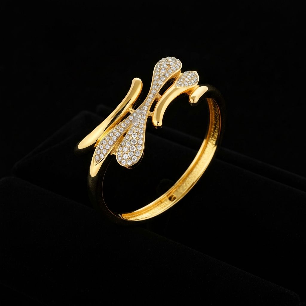 Sculptural diamond bangle